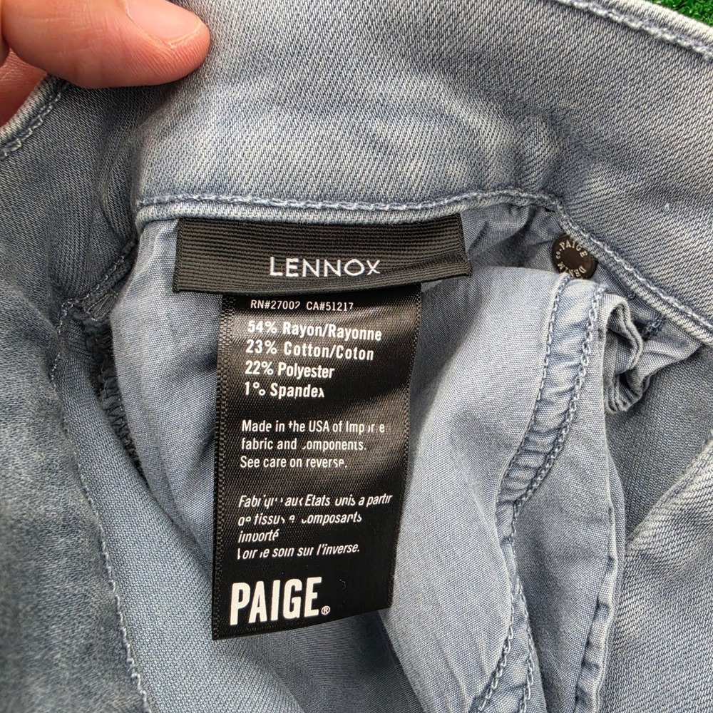 PAIGE Lennox Slim Fit Jeans Mens 31x32 Vintage Flint Blue Grey Stretch Denim - Picture 10 of 13